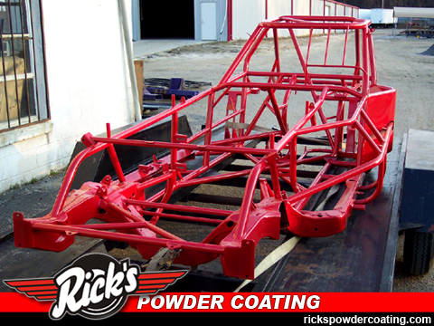 red-powder-coated-racecar-chassis